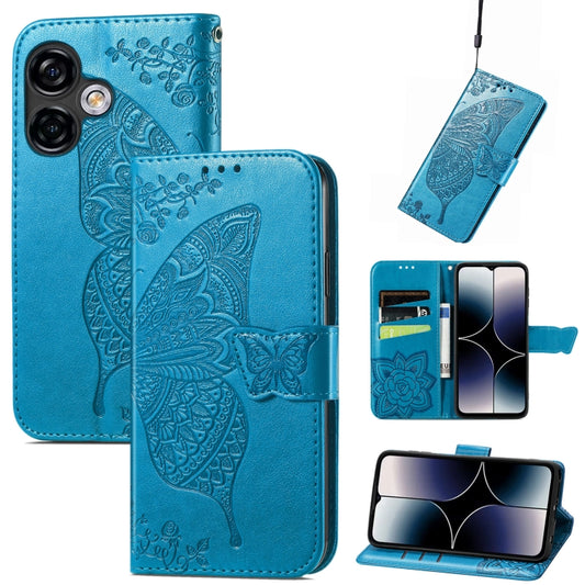 For Ulefone Note 16 Pro Butterfly Love Flower Embossed Leather Phone Case(Blue) by buy2fix