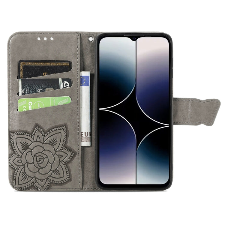 For Ulefone Note 16 Pro Butterfly Love Flower Embossed Leather Phone Case(Grey) by buy2fix