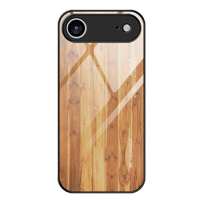 For iPhone Air Wood Grain Glass Phone Case(Yellow) - iPhone Air Cases by buy2fix | Online Shopping UK | buy2fix
