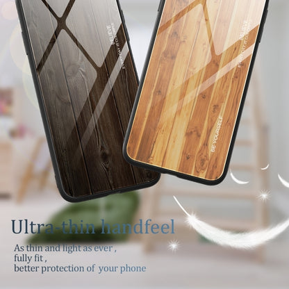For iPhone Air Wood Grain Glass Phone Case(Dark Brown) - iPhone Air Cases by buy2fix | Online Shopping UK | buy2fix