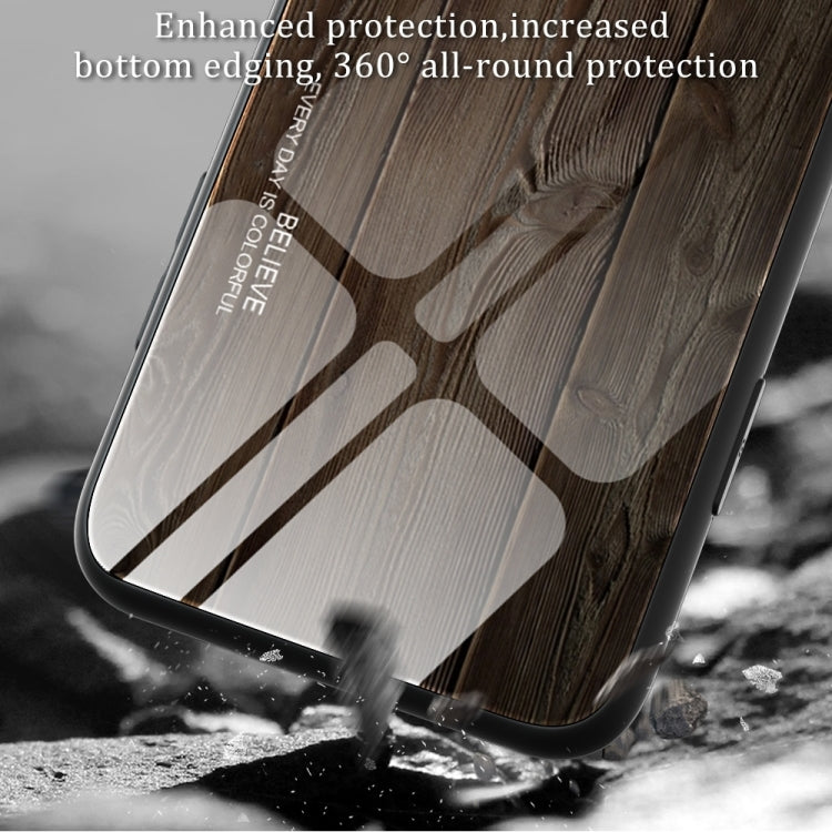 For iPhone 16 Pro Max Wood Grain Glass Phone Case(Light Brown) by buy2fix
