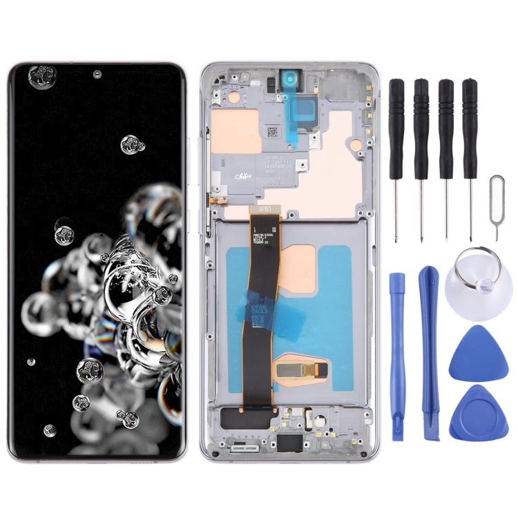For Samsung Galaxy S20 Ultra 4G/5G SM-G988 6.67 inch OLED LCD Screen Digitizer Full Assembly with Frame (Grey) - LCD Screen by buy2fix | Online Shopping UK | buy2fix