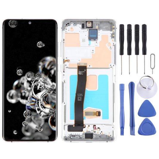 For Samsung Galaxy S20 Ultra 4G/5G SM-G988 6.67 inch OLED LCD Screen Digitizer Full Assembly with Frame (Silver) - LCD Screen by buy2fix | Online Shopping UK | buy2fix