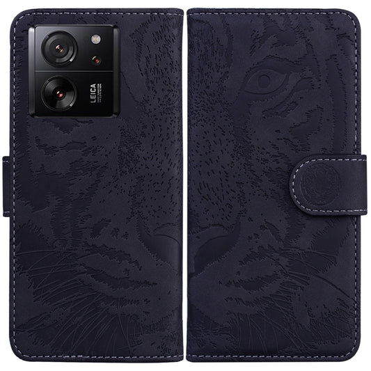 For Xiaomi 13T / 13T Pro / Redmi K60 Ultra Tiger Embossing Pattern Leather Phone Case(Black) - Xiaomi Cases by buy2fix | Online Shopping UK | buy2fix