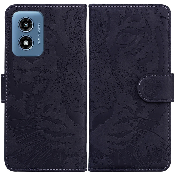 For Motorola Moto G Play 4G 2024 Tiger Embossing Pattern Flip Leather Phone Case(Black) by buy2fix