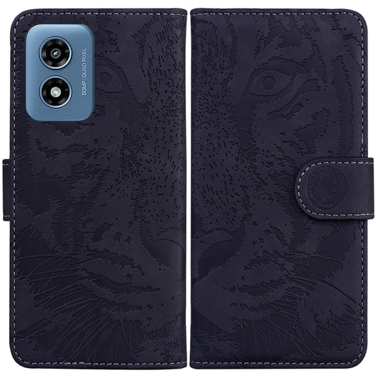 For Motorola Moto G Play 4G 2024 Tiger Embossing Pattern Flip Leather Phone Case(Black) by buy2fix