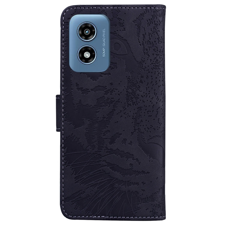 For Motorola Moto G Play 4G 2024 Tiger Embossing Pattern Flip Leather Phone Case(Black) by buy2fix