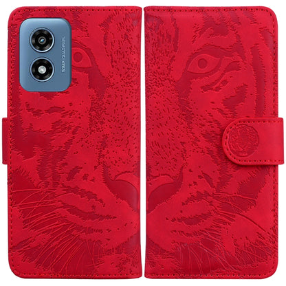For Motorola Moto G Play 4G 2024 Tiger Embossing Pattern Flip Leather Phone Case(Red) by buy2fix