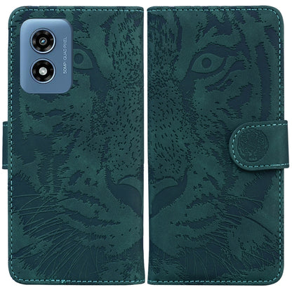 For Motorola Moto G Play 4G 2024 Tiger Embossing Pattern Flip Leather Phone Case(Green) by buy2fix