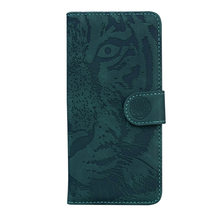 For Motorola Moto G Play 4G 2024 Tiger Embossing Pattern Flip Leather Phone Case(Green) by buy2fix