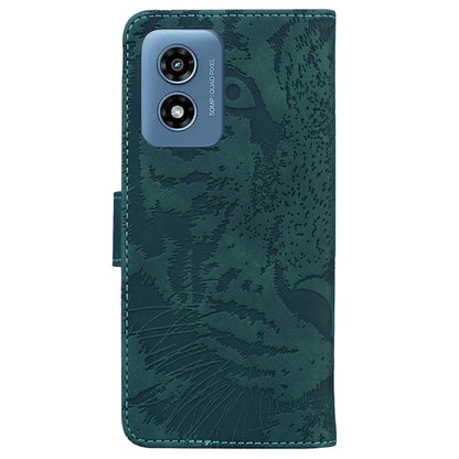For Motorola Moto G Play 4G 2024 Tiger Embossing Pattern Flip Leather Phone Case(Green) by buy2fix