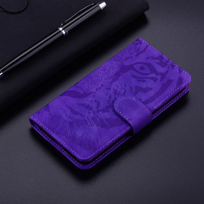 For Motorola Moto G Play 4G 2024 Tiger Embossing Pattern Flip Leather Phone Case(Purple) by buy2fix