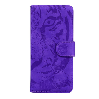 For Motorola Moto G Play 4G 2024 Tiger Embossing Pattern Flip Leather Phone Case(Purple) by buy2fix