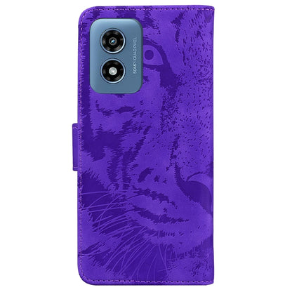 For Motorola Moto G Play 4G 2024 Tiger Embossing Pattern Flip Leather Phone Case(Purple) by buy2fix