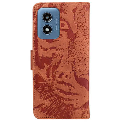 For Motorola Moto G Play 4G 2024 Tiger Embossing Pattern Flip Leather Phone Case(Brown) by buy2fix