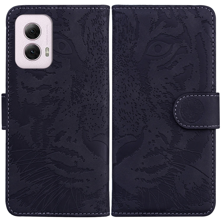 For Motorola Moto G Power 5G 2024 Tiger Embossing Pattern Flip Leather Phone Case(Black) by buy2fix