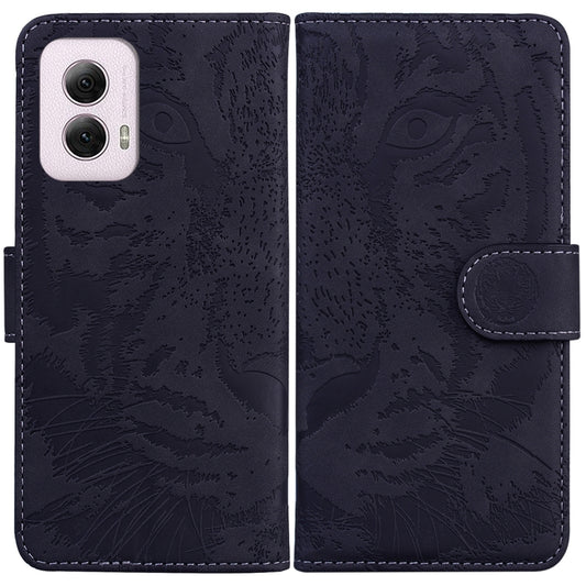 For Motorola Moto G Power 5G 2024 Tiger Embossing Pattern Flip Leather Phone Case(Black) by buy2fix