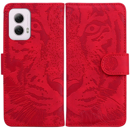 For Motorola Moto G Power 5G 2024 Tiger Embossing Pattern Flip Leather Phone Case(Red) by buy2fix