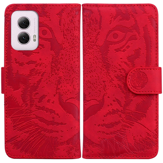 For Motorola Moto G Power 5G 2024 Tiger Embossing Pattern Flip Leather Phone Case(Red) by buy2fix