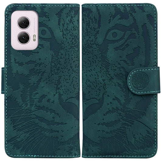For Motorola Moto G Power 5G 2024 Tiger Embossing Pattern Flip Leather Phone Case(Green) by buy2fix