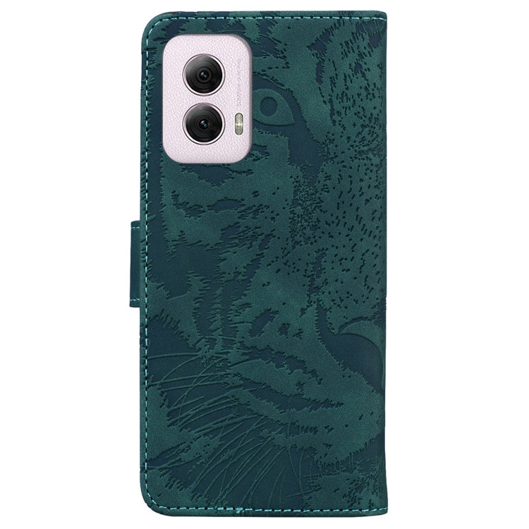 For Motorola Moto G Power 5G 2024 Tiger Embossing Pattern Flip Leather Phone Case(Green) by buy2fix