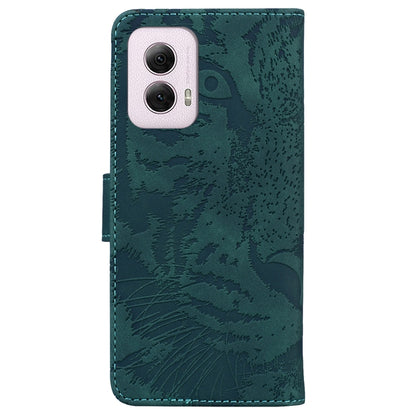 For Motorola Moto G Power 5G 2024 Tiger Embossing Pattern Flip Leather Phone Case(Green) by buy2fix