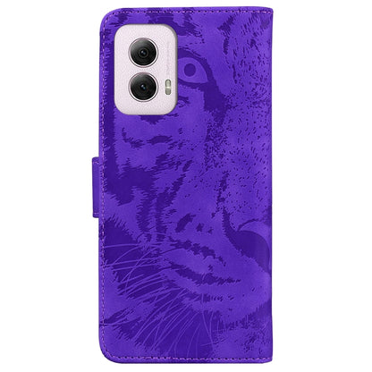 For Motorola Moto G Power 5G 2024 Tiger Embossing Pattern Flip Leather Phone Case(Purple) by buy2fix