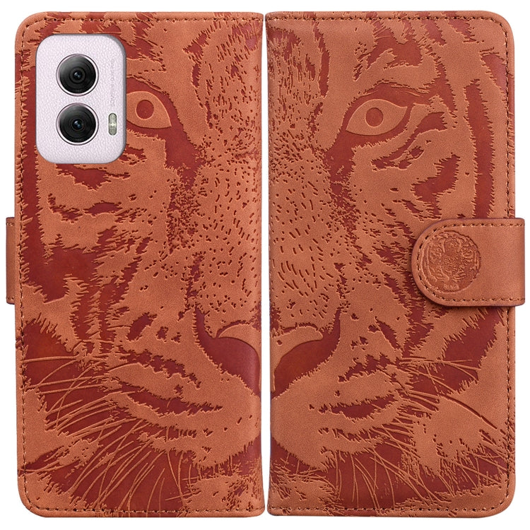 For Motorola Moto G Power 5G 2024 Tiger Embossing Pattern Flip Leather Phone Case(Brown) by buy2fix