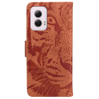 For Motorola Moto G Power 5G 2024 Tiger Embossing Pattern Flip Leather Phone Case(Brown) by buy2fix