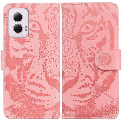 For Motorola Moto G Power 5G 2024 Tiger Embossing Pattern Flip Leather Phone Case(Pink) by buy2fix