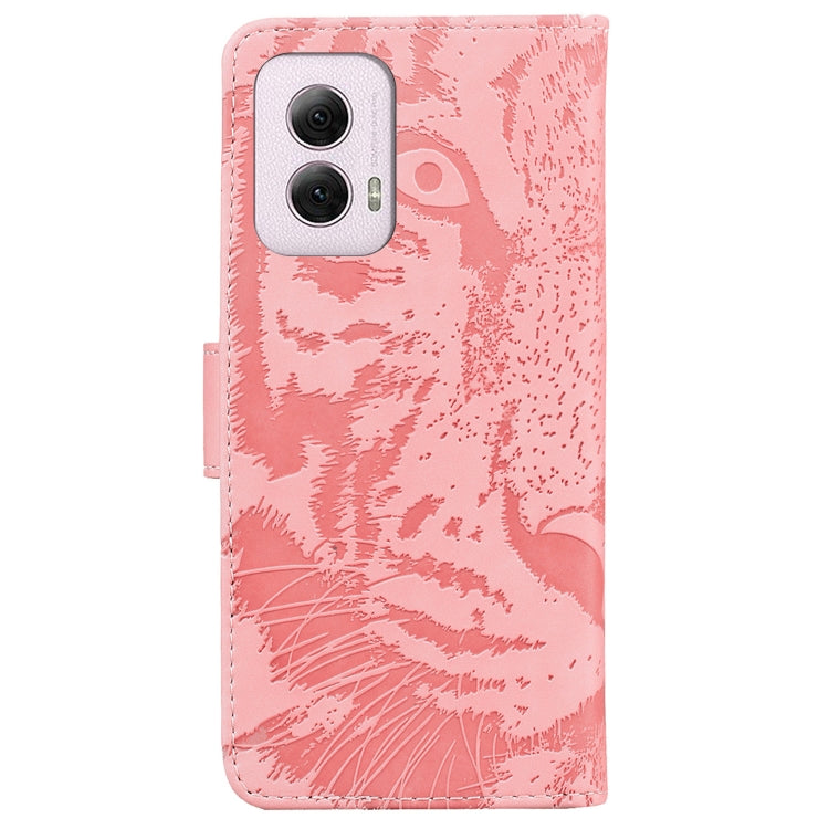 For Motorola Moto G Power 5G 2024 Tiger Embossing Pattern Flip Leather Phone Case(Pink) by buy2fix
