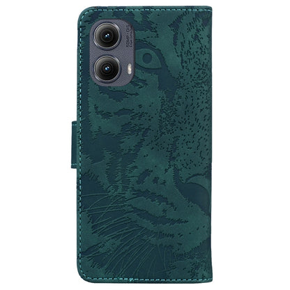 For Motorola Edge 2024 Tiger Embossing Pattern Flip Leather Phone Case(Green) by buy2fix
