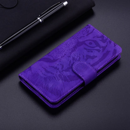 For Motorola Edge 2024 Tiger Embossing Pattern Flip Leather Phone Case(Purple) by buy2fix