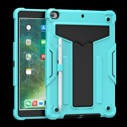 For iPad 10.2 / iPad Pro 10.5 T-shaped Bracket Contrast Color Shockproof PC + Silicone Flat Protective Case(Mint Green+Black) - iPad 10.2 Cases by buy2fix | Online Shopping UK | buy2fix