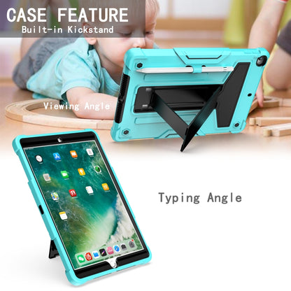 For iPad 10.2 / iPad Pro 10.5 T-shaped Bracket Contrast Color Shockproof PC + Silicone Flat Protective Case(Mint Green+Black) - iPad 10.2 Cases by buy2fix | Online Shopping UK | buy2fix
