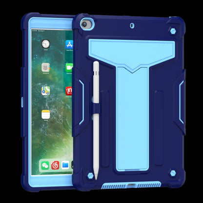 For iPad 10.2 / iPad Pro 10.5 T-shaped Bracket Contrast Color Shockproof PC + Silicone Flat Protective Case(Navy+Blue) - iPad 10.2 Cases by buy2fix | Online Shopping UK | buy2fix