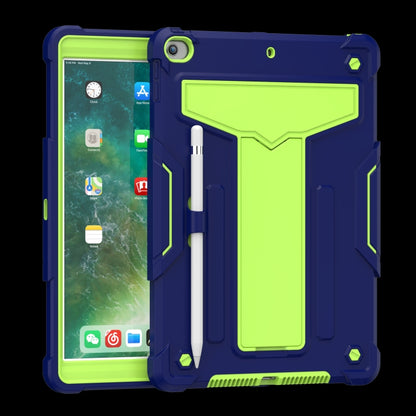 For iPad 10.2 / iPad Pro 10.5 T-shaped Bracket Contrast Color Shockproof PC + Silicone Flat Protective Case(Navy+Green) - iPad 10.2 Cases by buy2fix | Online Shopping UK | buy2fix