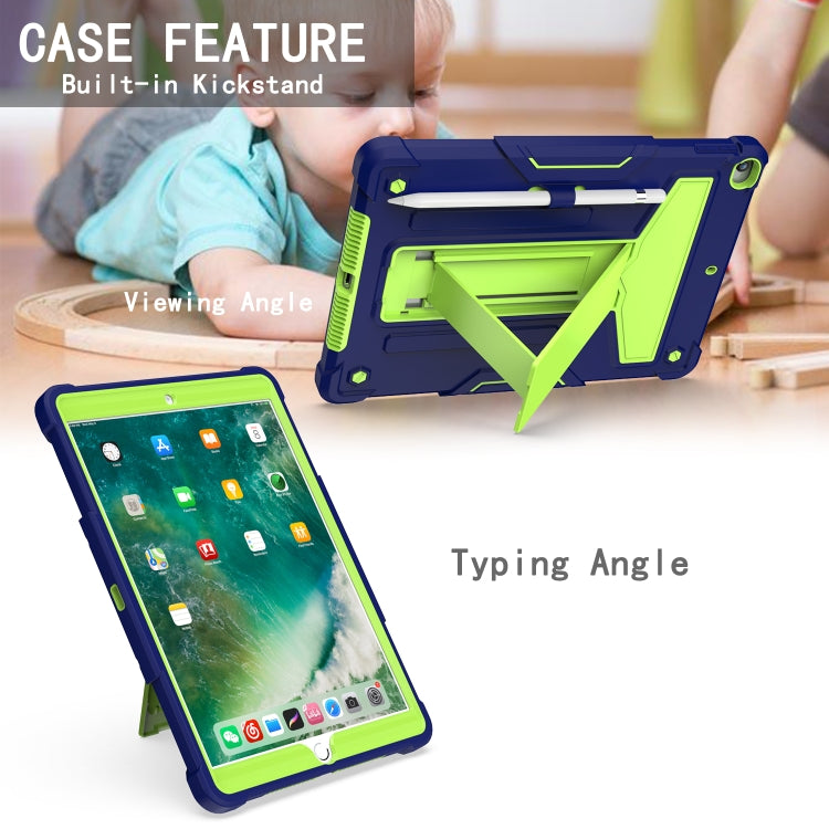 For iPad 10.2 / iPad Pro 10.5 T-shaped Bracket Contrast Color Shockproof PC + Silicone Flat Protective Case(Navy+Green) - iPad 10.2 Cases by buy2fix | Online Shopping UK | buy2fix