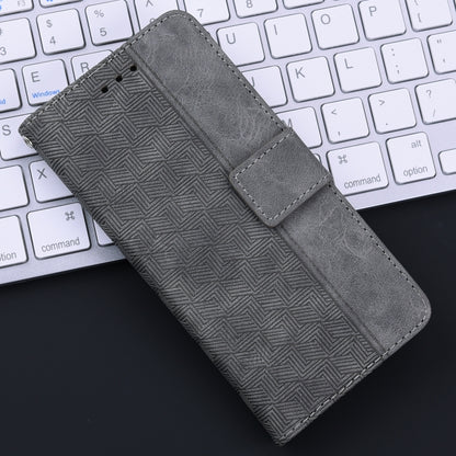 For iPhone 16e Geometric Embossed Leather Phone Case(Grey) by buy2fix