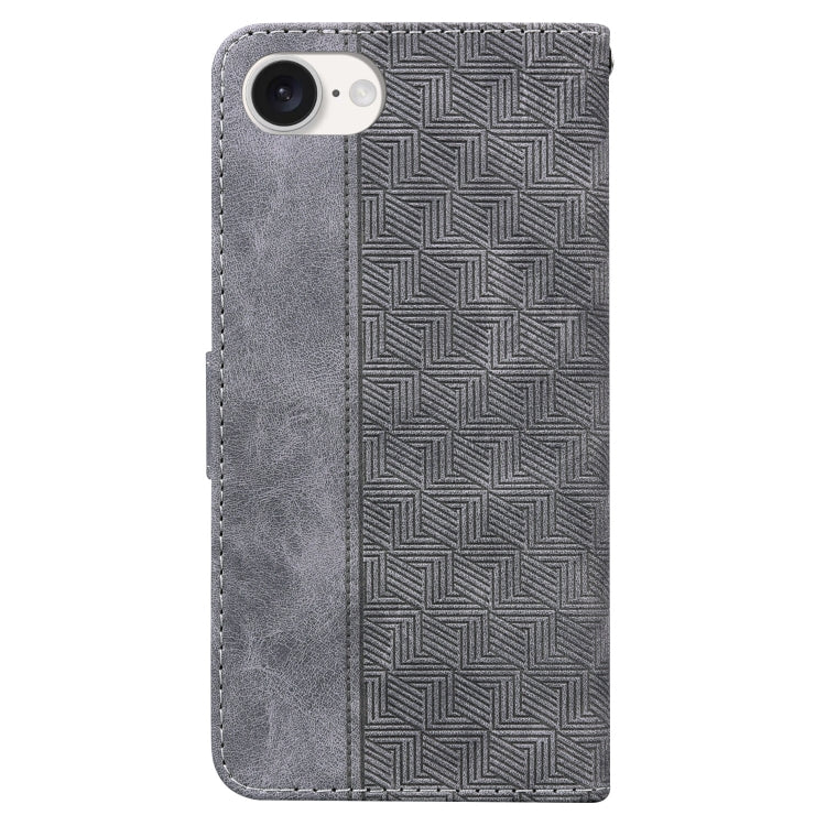 For iPhone 16e Geometric Embossed Leather Phone Case(Grey) by buy2fix
