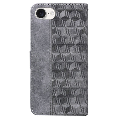 For iPhone 16e Geometric Embossed Leather Phone Case(Grey) by buy2fix