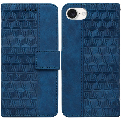 For iPhone 16e Geometric Embossed Leather Phone Case(Blue) by buy2fix