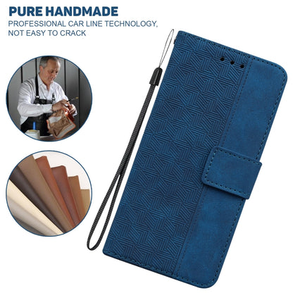 For iPhone 16e Geometric Embossed Leather Phone Case(Blue) by buy2fix