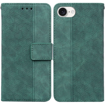 For iPhone 16e Geometric Embossed Leather Phone Case(Green) by buy2fix