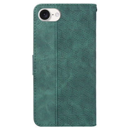 For iPhone 16e Geometric Embossed Leather Phone Case(Green) by buy2fix