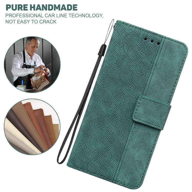 For iPhone 16e Geometric Embossed Leather Phone Case(Green) by buy2fix