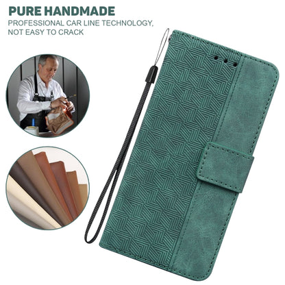 For iPhone 16e Geometric Embossed Leather Phone Case(Green) by buy2fix