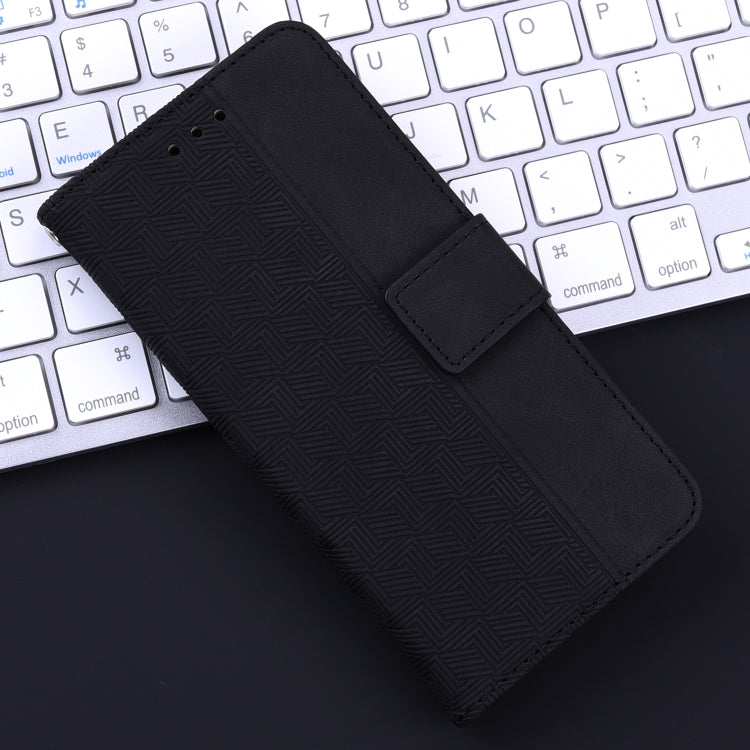 For iPhone 16e Geometric Embossed Leather Phone Case(Black) by buy2fix