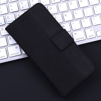 For iPhone 16e Geometric Embossed Leather Phone Case(Black) by buy2fix
