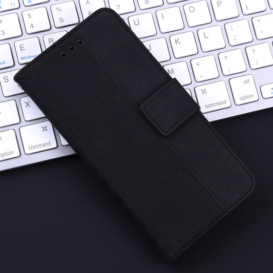 For iPhone 16e Geometric Embossed Leather Phone Case(Black) by buy2fix